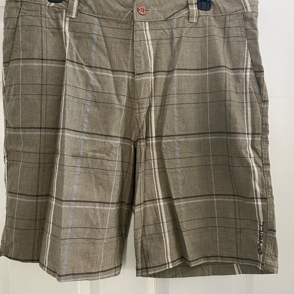O'Neill Men's Brown Plaid Flat Front Shorts